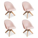 Ver imagem 1 de Kit 04 Poltronas Cadeira Giratória Bela Suede Rosa Bebê Base de Madeira - Pallazio