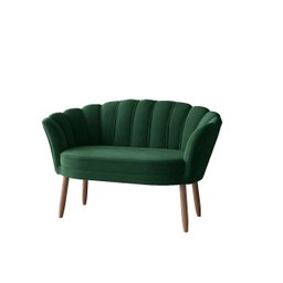Sofá Namoradeira Decorativa Pétala Luxo Veludo Verde Pés Palito - Visan Estofados - 2