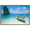 Quadro Decorativo Poster Emoldurado Praia Barco 90x60cm - 1