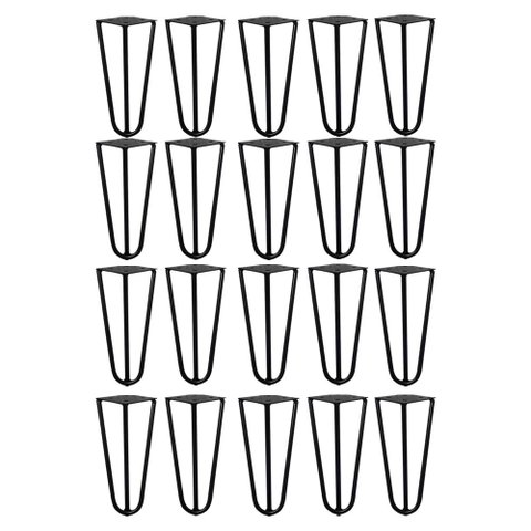 Kit 20 Pés de Metal 15 CM Hairpin Legs Mesas de Centro Puffs Preto
