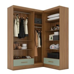 Quarto Modulado de Canto 3 Peças 5 Portas 2 Gavetas Smart Plus Espresso Móveis - 8