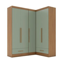 Quarto Modulado de Canto 3 Peças 5 Portas 2 Gavetas Smart Plus Espresso Móveis - 3