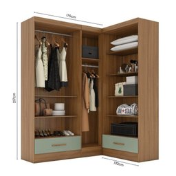 Quarto Modulado de Canto 3 Peças 5 Portas 2 Gavetas Smart Plus Espresso Móveis - 11