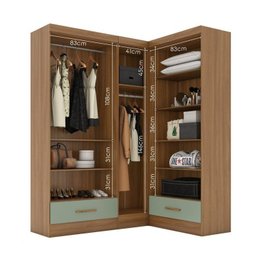 Quarto Modulado de Canto 3 Peças 5 Portas 2 Gavetas Smart Plus Espresso Móveis - 14