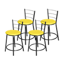 Ver imagem 1 de Jogo 4 Banqueta Baixa Para Cozinha Epoxi Craqueada Assento Estofado  