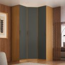Ver imagem 1 de Guarda Roupa de Canto Obliquo 3 Portas Mdf Altezza Clean Belmax:freijó/titânio