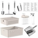 Ver imagem 1 de Kit Acessórios de Limpeza Flow Bege Caixa Organizadora Escova Multiuso Dispenser Rodo