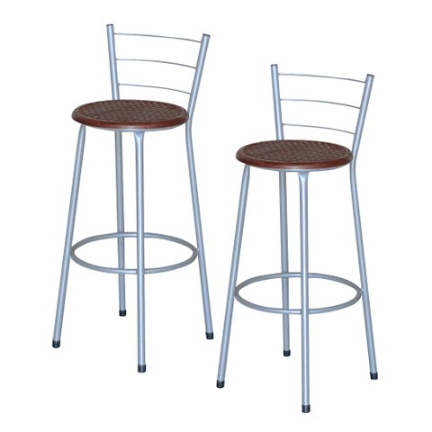2 Banquetas Alta Epoxi Cinza Cristal:marrom