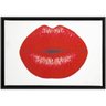 Quadro Pequeno Decorativo Tela Canvas com Moldura Boca Batom Vermelho 30x20cm - 1