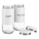 Ver imagem 2 de Porta Mantimentos Açúcar e Café Organizador 2 Potes Vidro Cor:branco