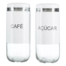 Porta Mantimentos Açúcar e Café Organizador 2 Potes Vidro Cor:branco - 1
