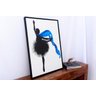 Quadro Tela Decorativa Emoldurada Bailarina em Preto e Branco com Lenço Azul 65x90cm - 2