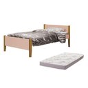 Ver imagem 1 de Cama Solteiro Simba Rosa Fosco Pés Amadeirado com Colchão D20 - Reller Móveis Rosa Fosco