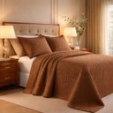 Ver imagem 1 de Cobreleito Queen Size 300 Fios Melinda Bordado Super Elegante:terracota