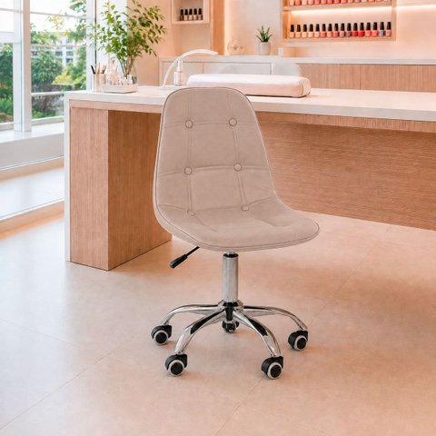 Cadeira Office Botonê Giratória Ergonômica para Escritório Bege