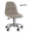 Ver imagem 2 de Cadeira Office Eiffel Botonê Ajustável Base Giratória - Bege + E-book