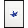 Quadro Decorativo Folha Azul Minimalista com Moldura Preta 50x70cm - 1