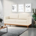 Ver imagem 2 de Sofá 03 Lugares Juliette Linho Base Madeira Castanho - D’Rossi