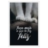 Quadro com Moldura Branca Patas de Gato e Frase Faça Mais o Que te Faz Feliz 40x60cm - 1