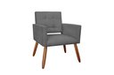 Ver imagem 1 de Poltrona Decorativa Camila Suede Cinza Pés Madeira Mz Decor
