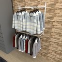 Ver imagem 2 de Arara de Roupas para Loja Quarto Closet 6 Peças Regulável 100x100 Cm Cor Branco Kit Clst1p26