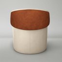 Ver mais imagens de Puff Encosto Corino Linho Orgânico Sala Redondo Quarto Banco Cor:cinza