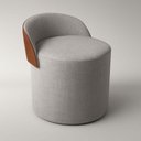 Ver imagem 1 de Puff Encosto Corino Linho Orgânico Sala Redondo Quarto Banco Cor:cinza