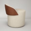 Ver imagem 7 de Puff Encosto Corino Linho Orgânico Sala Redondo Quarto Banco Cor:cinza