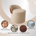 Ver imagem 4 de Puff Encosto Corino Linho Orgânico Sala Redondo Quarto Banco Cor:cinza