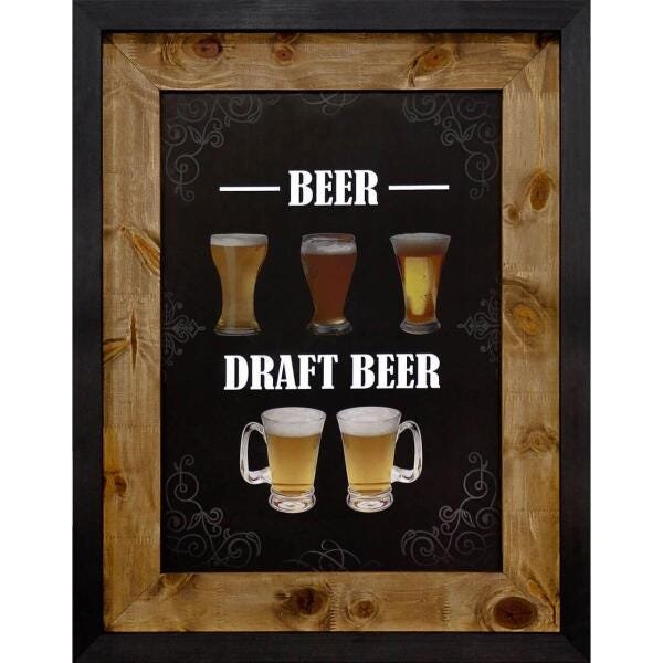 Quadro Decorativo de Cerveja Rústico Beer Draft Beer x cm MadeiraMadeira