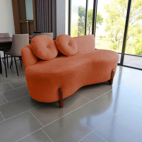 Namoradeira Sofá Feijão Lounge Orgânica Veludo Terracota