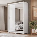 Ver imagem 2 de Guarda Roupa Casal Riva Branco Amêndola Touch Flex com Espelho e Pés e Cômoda Montevideu Branco