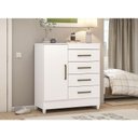 Ver imagem 4 de Guarda Roupa Casal Riva Branco Amêndola Touch Flex com Espelho e Pés e Cômoda Montevideu Branco