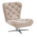 Ver imagem 2 de Kit 2 Poltronas Decorativa Botonê Iris Suede Bege com Base Estrela Giratória Aço Cromado - D'