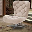 Ver imagem 4 de Kit 2 Poltronas Decorativa Botonê Iris Suede Bege com Base Estrela Giratória Aço Cromado - D'