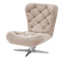 Ver imagem 3 de Kit 2 Poltronas Decorativa Botonê Iris Suede Bege com Base Estrela Giratória Aço Cromado - D'