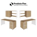 Ver imagem 7 de Escrivaninha 1,7m C/ Balcão Lateral Nicho e Armário Aéreo F5 Cor:macadâmia com Branco