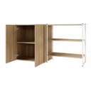 Ver imagem 4 de Escrivaninha 1,7m C/ Balcão Lateral Nicho e Armário Aéreo F5 Cor:macadâmia com Branco