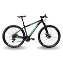 Ver imagem 1 de BICICLETA 29 PUMABIKE LINCE 21V INDEX, FREIO MEC, SUSP 80MM RAD7, PRETO COM VERDE E AZUL, 17