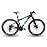 BICICLETA 29 PUMABIKE LINCE 21V INDEX, FREIO MEC, SUSP 80MM RAD7, PRETO COM VERDE E AZUL, 17 - 1