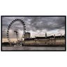 Quadro Decorativo com Moldura Preta Famosa Roda Gigante em Londres ao Entardecer 130x70cm - 1