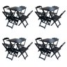 Kit 4 Jogos de Mesa com 4 Cadeiras de Madeira Dobrável 60x60 Ideal para Bar e Restaurante - Preto - 1