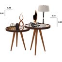 Ver imagem 2 de Jogo Sala Brilhante Mesa Lateral e Apoio Couro com Espelho 40cm Pés Palito Cor Marrom - Comprar Move