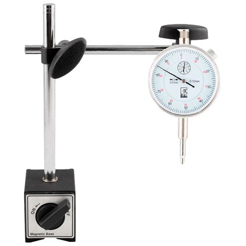 Base Magnética + Relógio Comparador de 0 a 10mm - Eda 5 Unidades