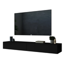 Ver imagem 2 de Rack Suspenso Eros 140cm para Tv até 55'' Mdf 2 Gavetas Mdf Alto Padrão Sala de Estar:preto