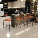 Ver imagem 2 de Kit 03 Banquetas Baixa Cozinha Sala Jantar Bancada Milão L02 Couríssimo Marrom Camel - lyam decor Ly