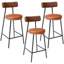 Ver imagem 1 de Kit 03 Banquetas Baixa Cozinha Sala Jantar Bancada Milão L02 Couríssimo Marrom Camel - lyam decor Ly
