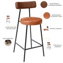 Ver imagem 4 de Kit 03 Banquetas Baixa Cozinha Sala Jantar Bancada Milão L02 Couríssimo Marrom Camel - lyam decor Ly