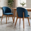 Ver imagem 1 de Kit 02 Cadeiras de Jantar e Estar Living Estofada Mia L02 Linho Azul - Lyam Decor