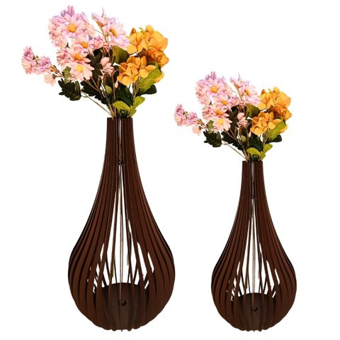 Vaso de Chão Decorativo Grande Capadócia Mdf:preto/kit com 2 - 75x40cm e 60x30cm